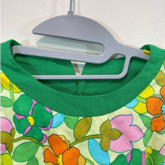 Union Made Psychedelic Neon Green Multicolor 70's Dress Medium - Picture 9 of 10